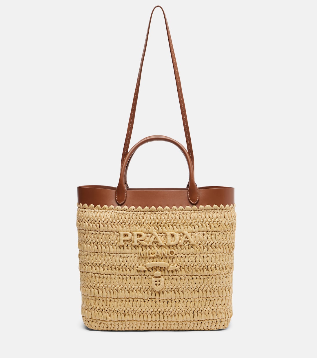 Small crochet raffia-effect tote bag | Prada