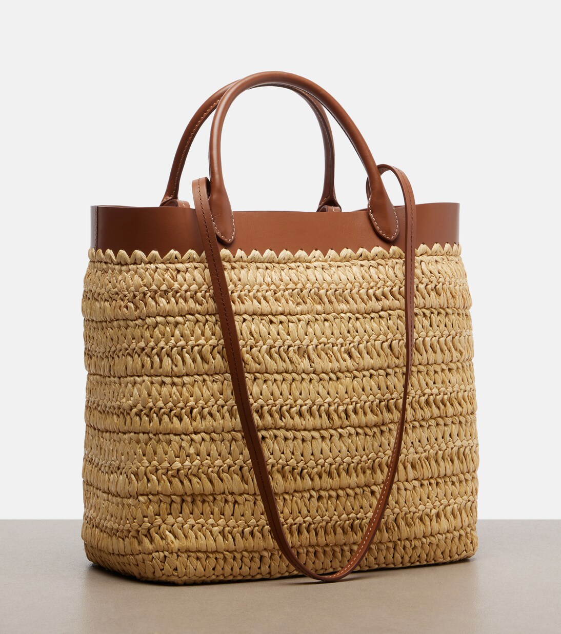 Small crochet raffia-effect tote bag | Prada
