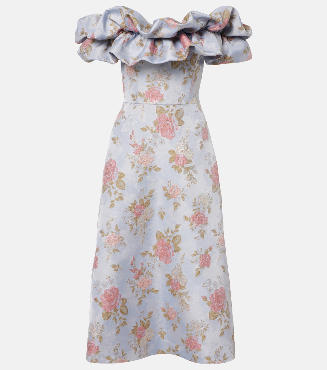 Floral lamé brocade midi dress | Markarian