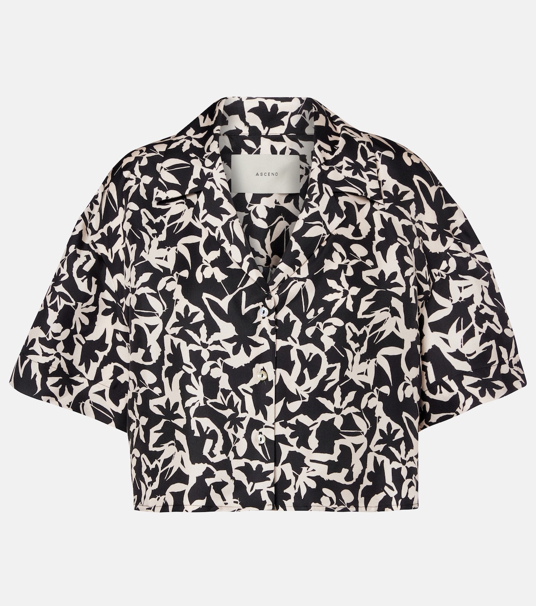 Lincoln printed cropped silk twill shirt | Asceno