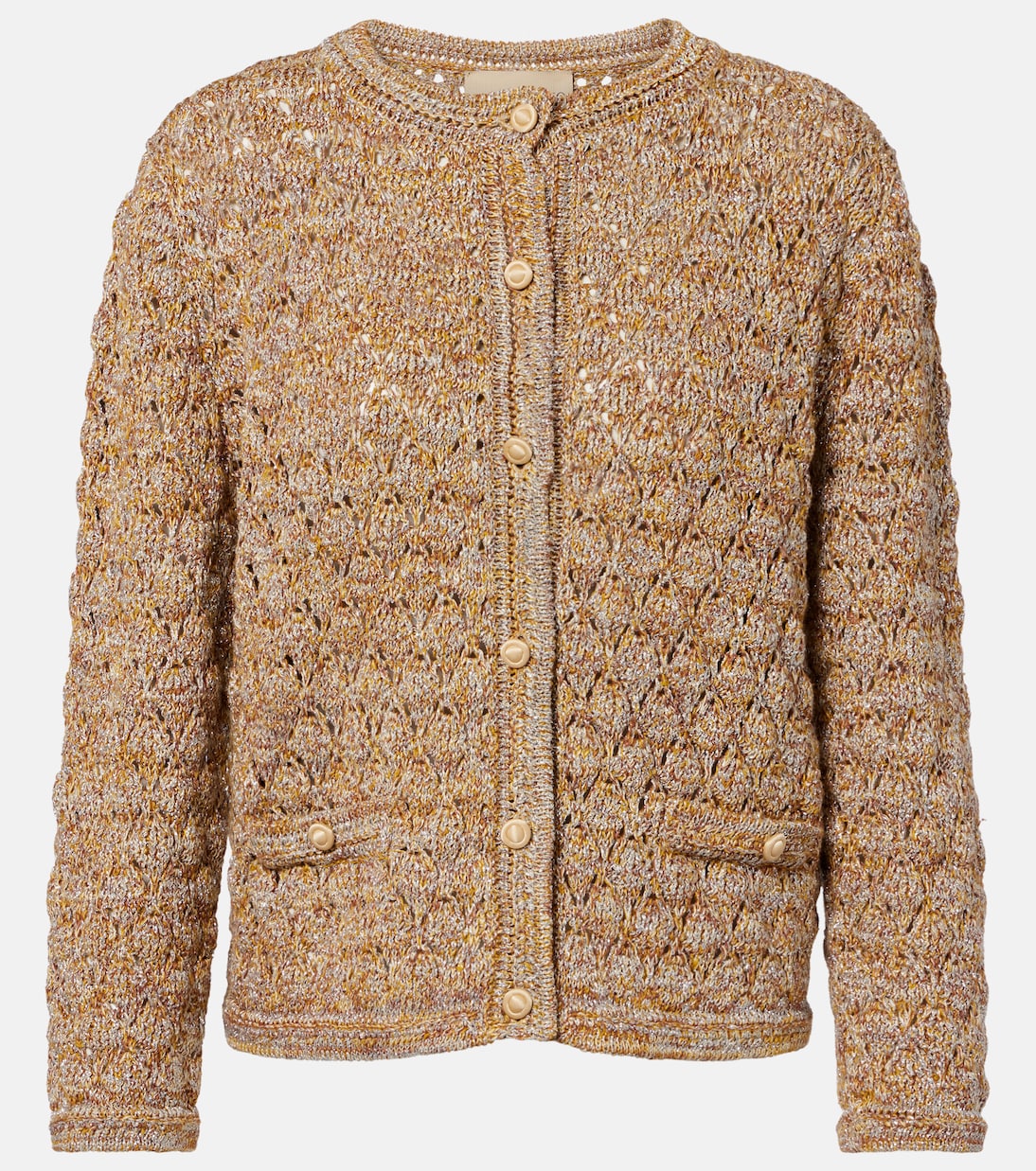 Open-knit linen-blend lamé cardigan | Valentino
