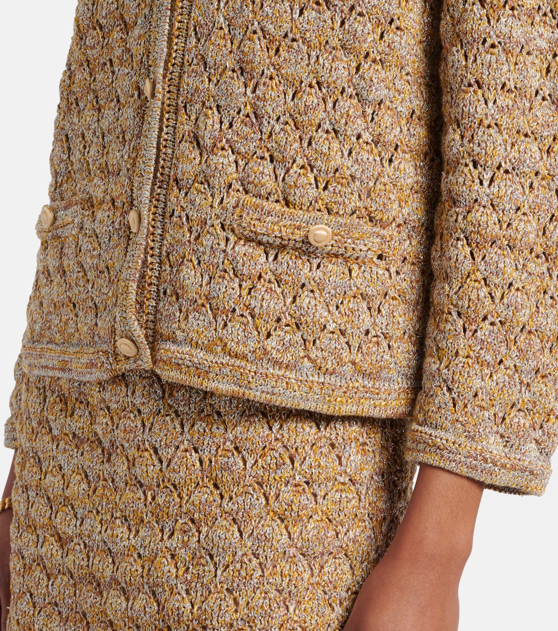 Open-knit linen-blend lamé cardigan | Valentino