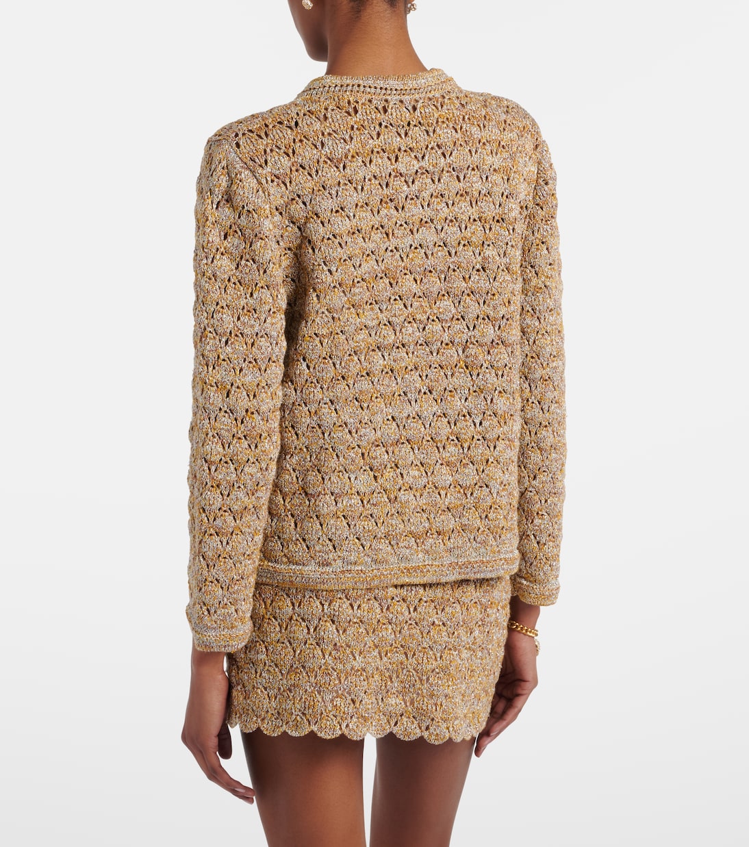 Open-knit linen-blend lamé cardigan | Valentino