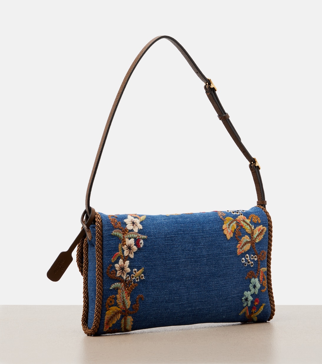 DeVain Small embroidered denim shoulder bag | Valentino Garavani