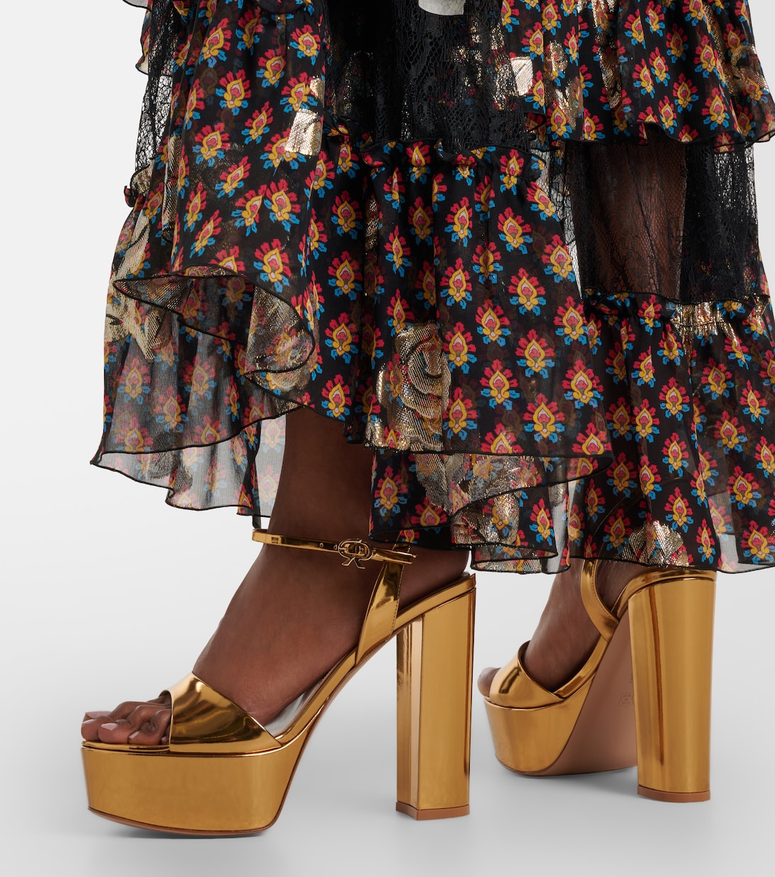 Marlena金属感皮革防水台凉鞋 | Gianvito Rossi