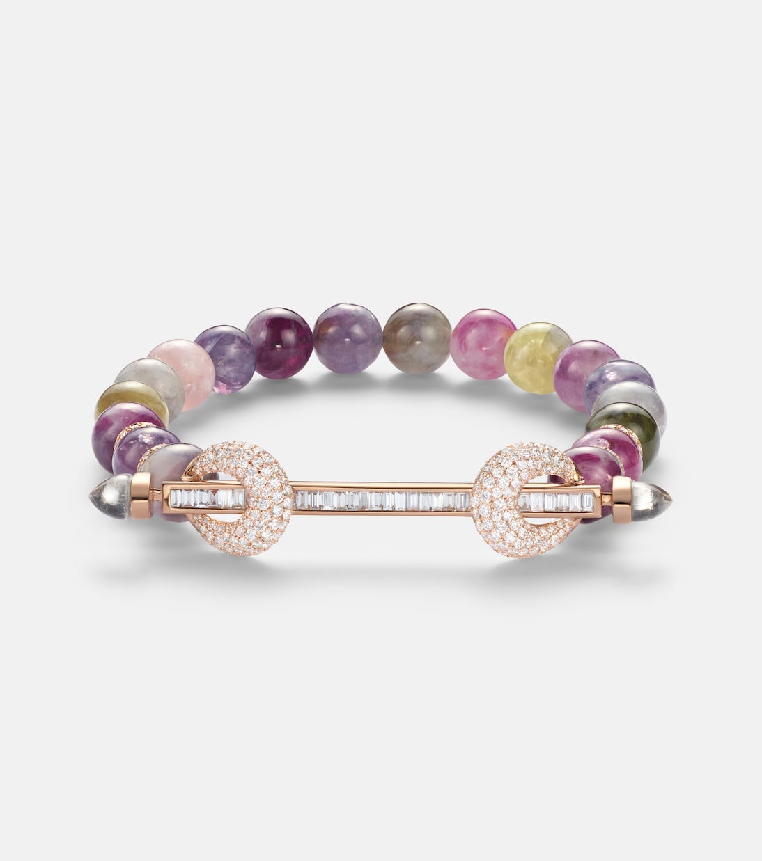 Chakra 18kt rose gold beaded bracelet with gemstones | Ananya