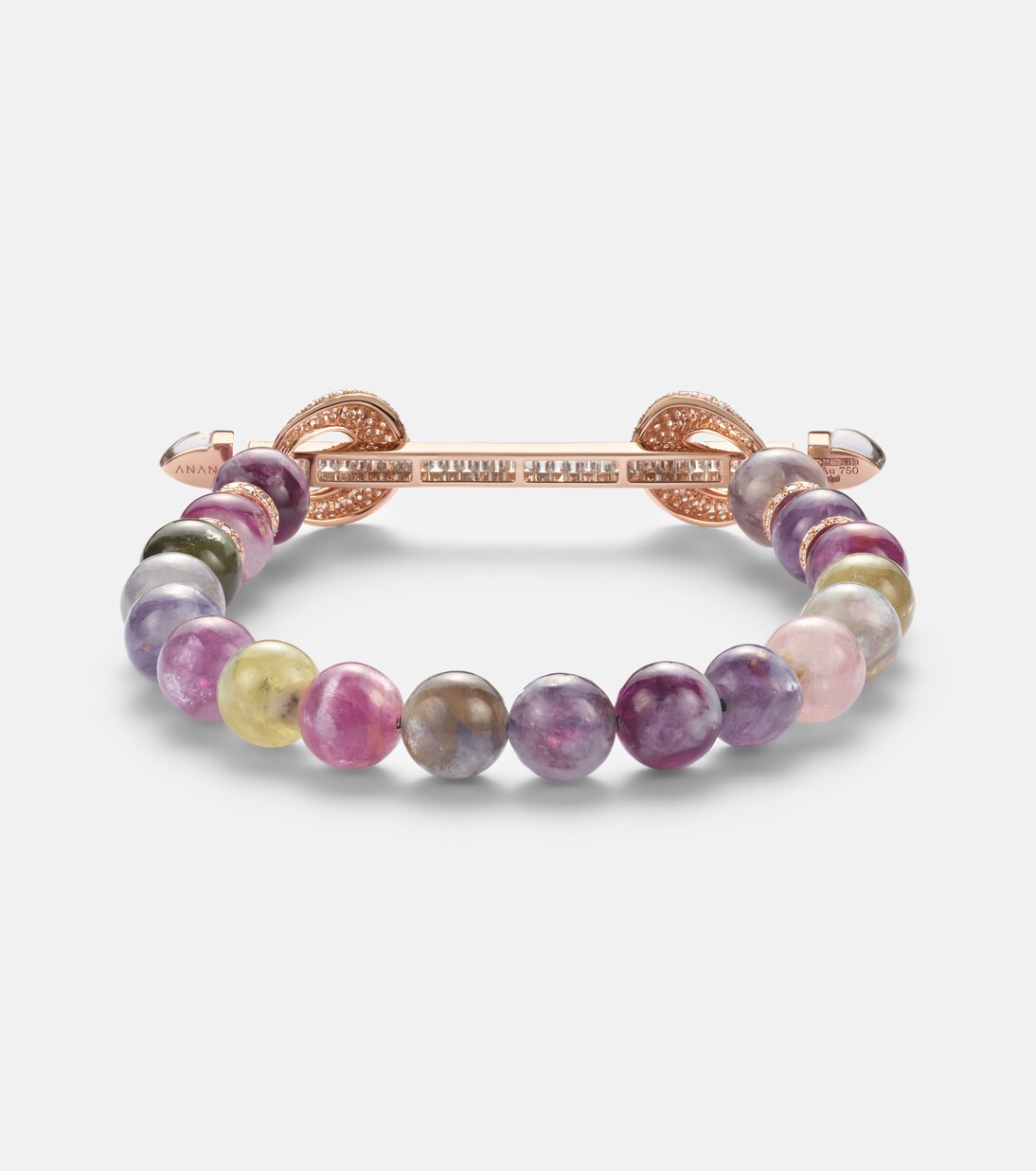 Chakra 18kt rose gold beaded bracelet with gemstones | Ananya
