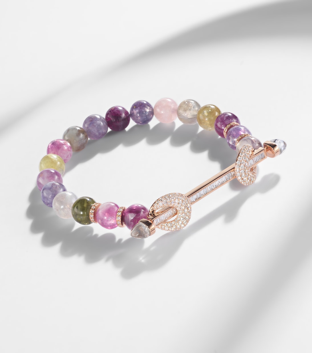 Chakra 18kt rose gold beaded bracelet with gemstones | Ananya