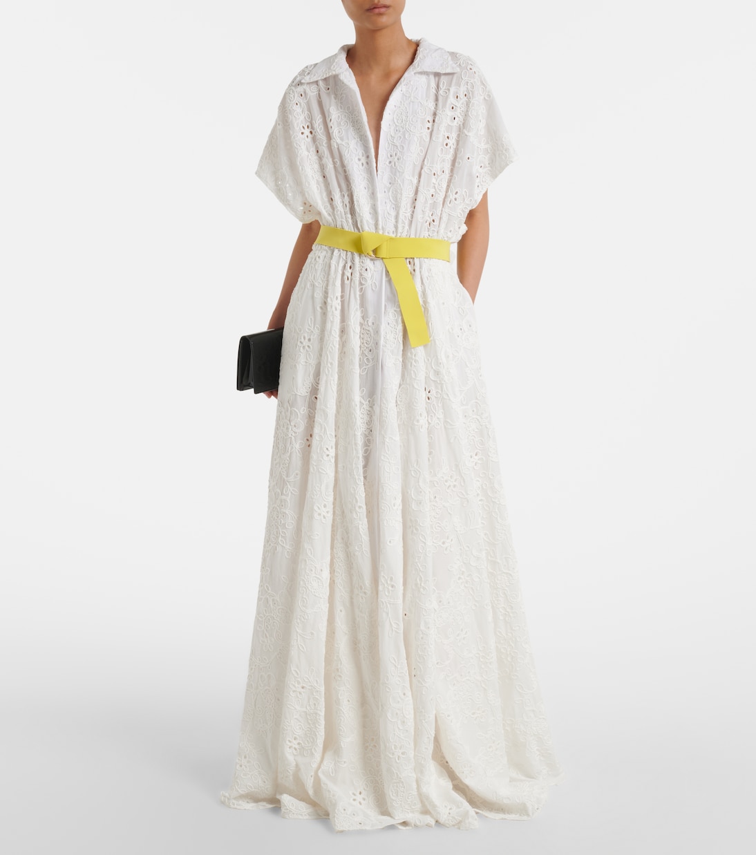 Belted broderie anglaise cotton shirt dress | Norma Kamali