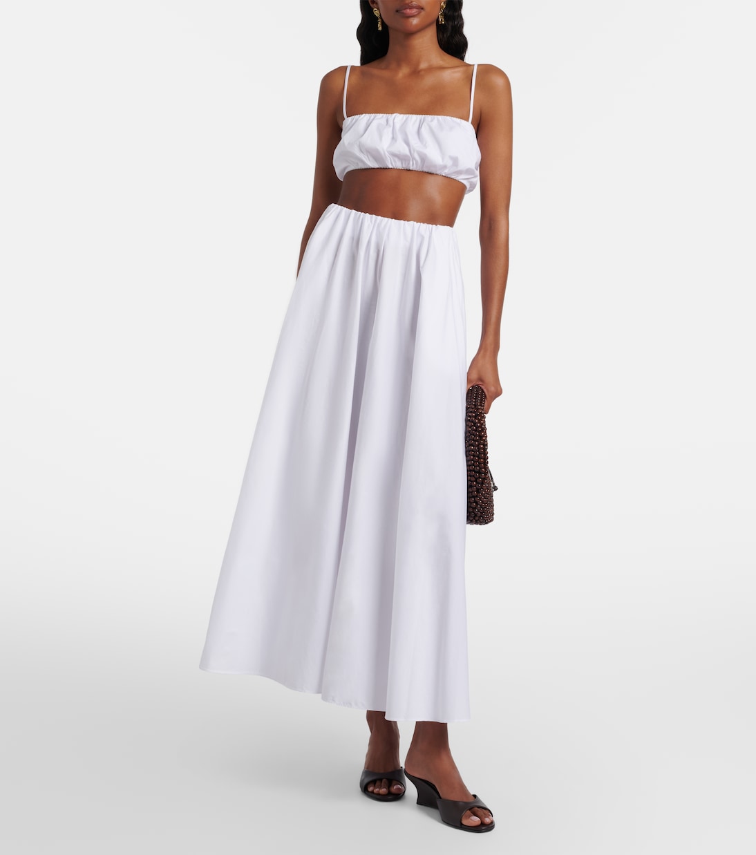 Milano pleated cotton maxi skirt | Staud