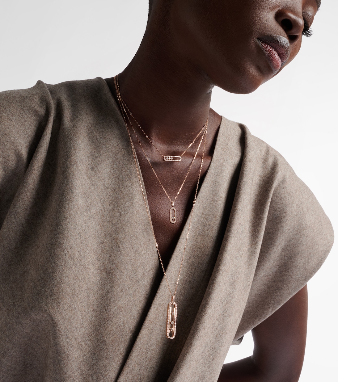 Collar Move Uno Large de oro rosa de 18 ct con diamantes | Messika