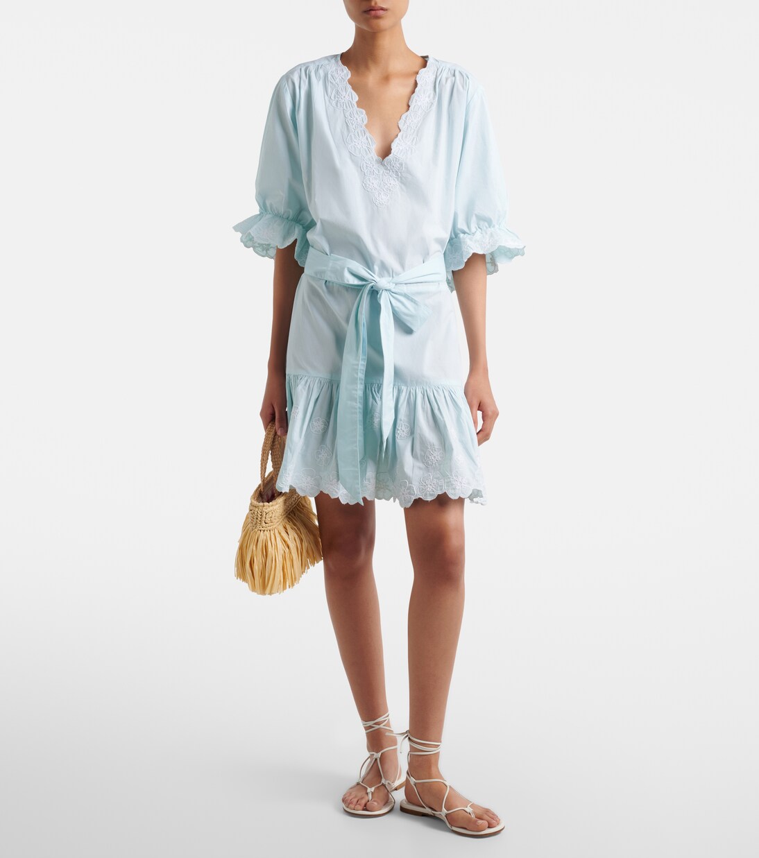 Embroidered cotton poplin minidress | Juliet Dunn
