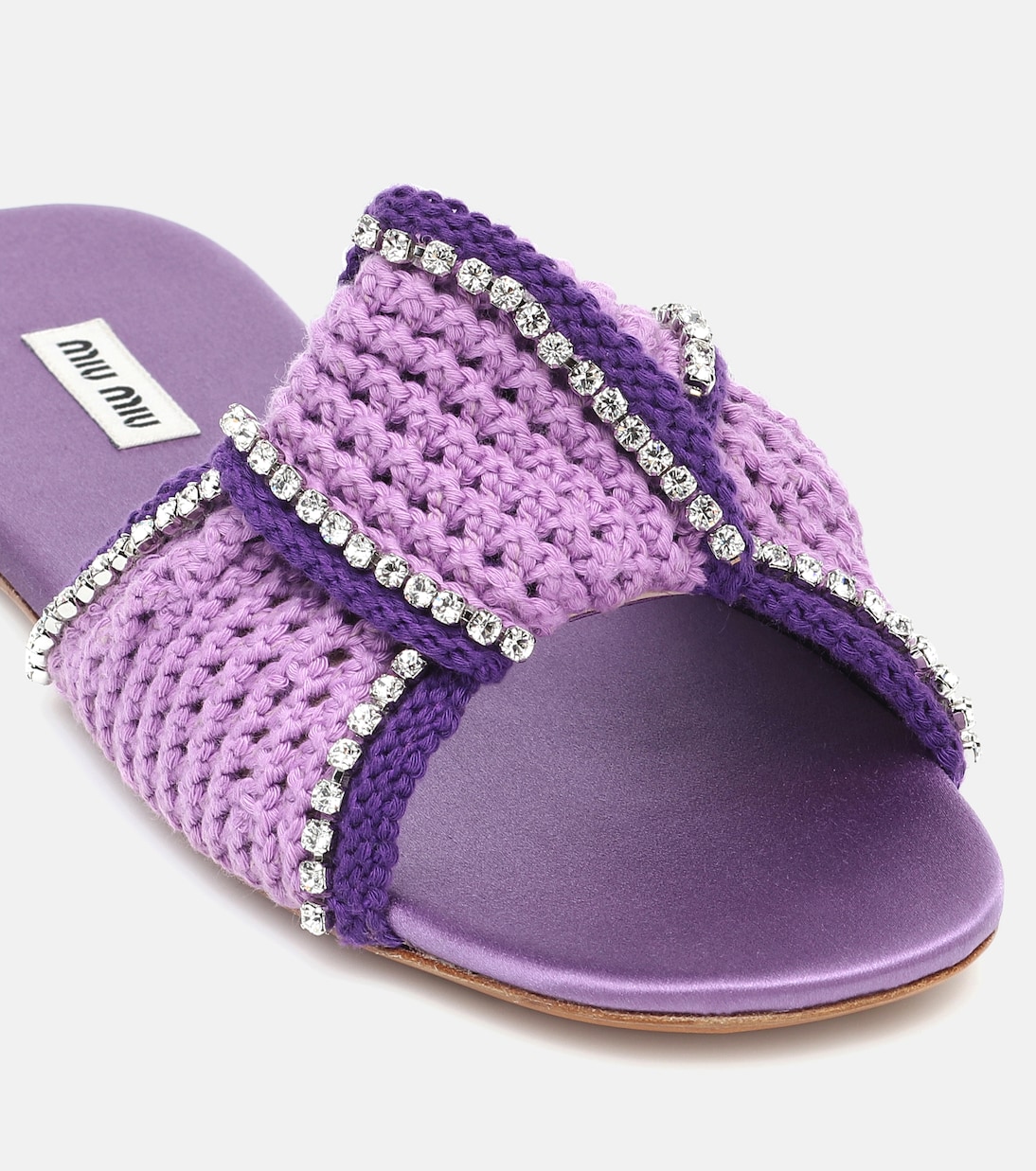 Embellished crochet slides | Miu Miu