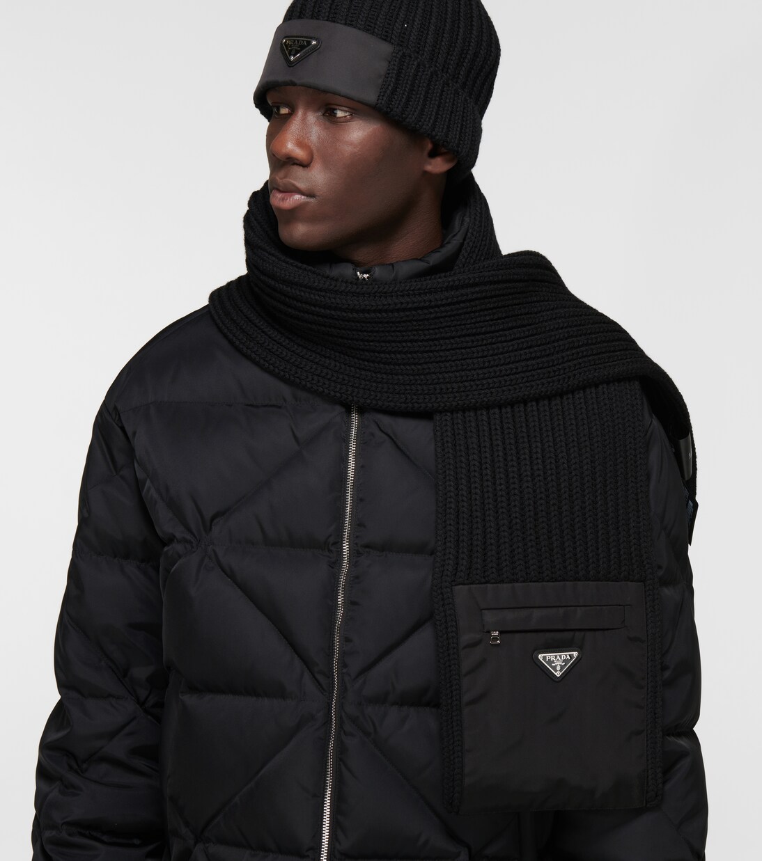 Wool and Re-Nylon gabardine scarf | Prada