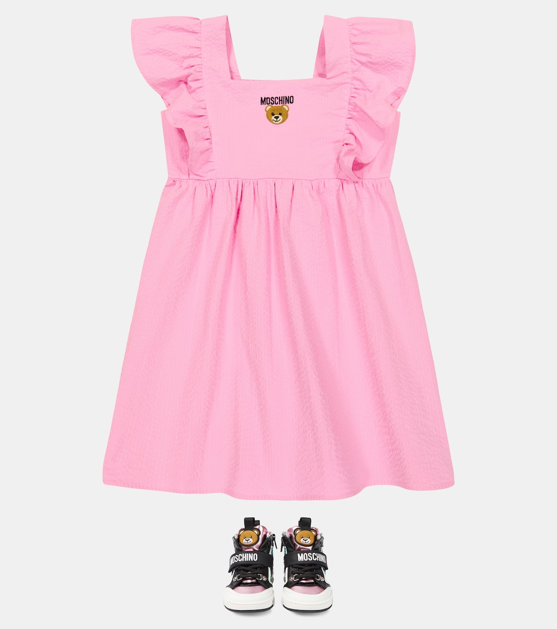 High-Top Sneakers mit Leder und Glitter | Moschino Kids