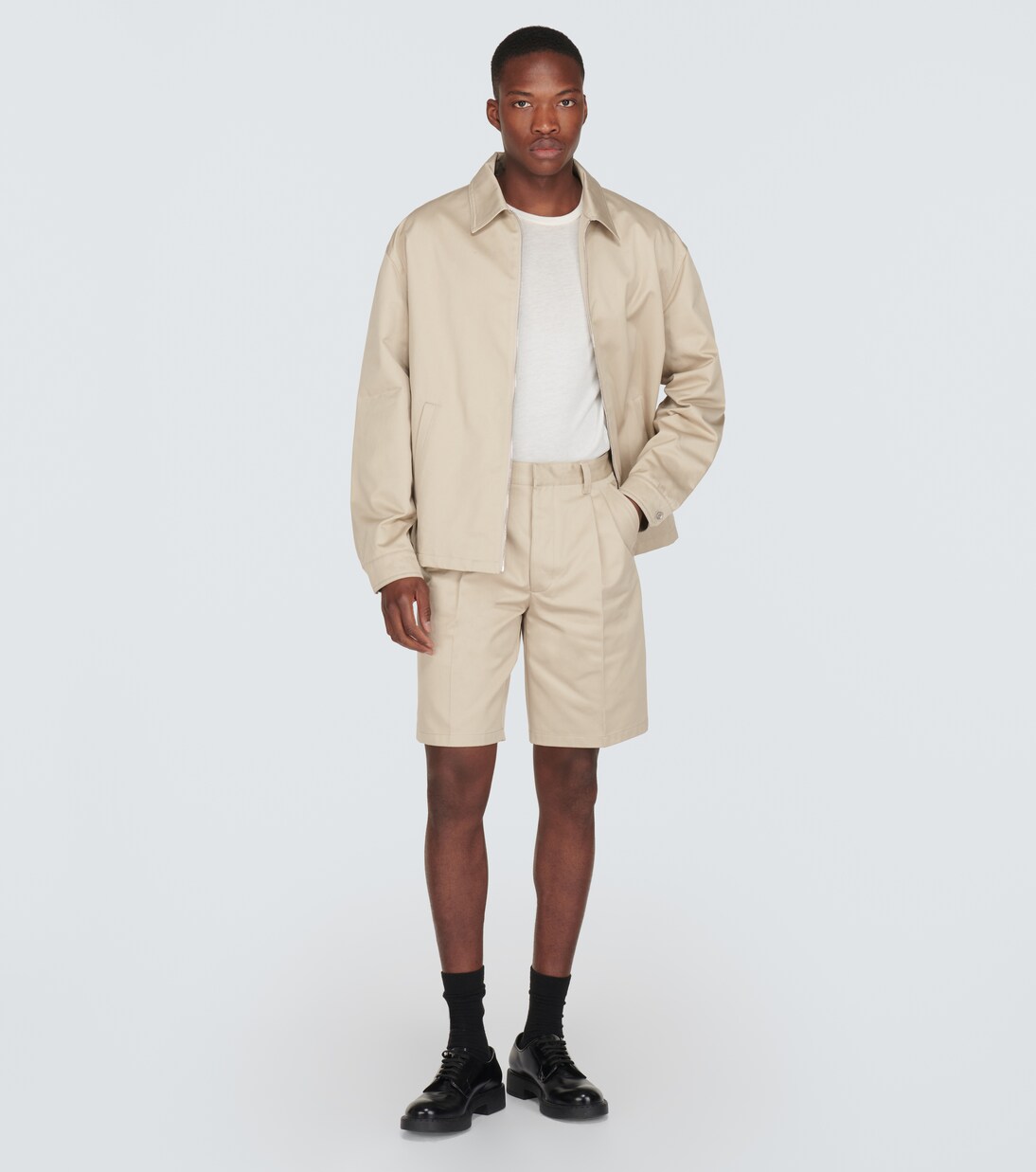 Pleated cotton Bermuda shorts  | Prada