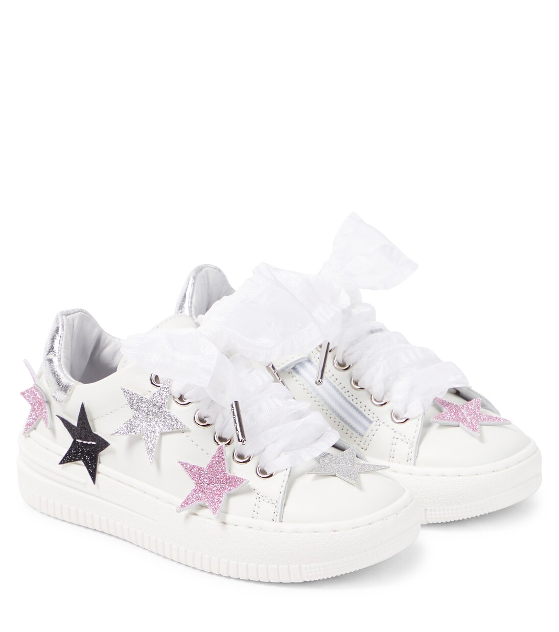 Appliqué leather sneakers  | Monnalisa