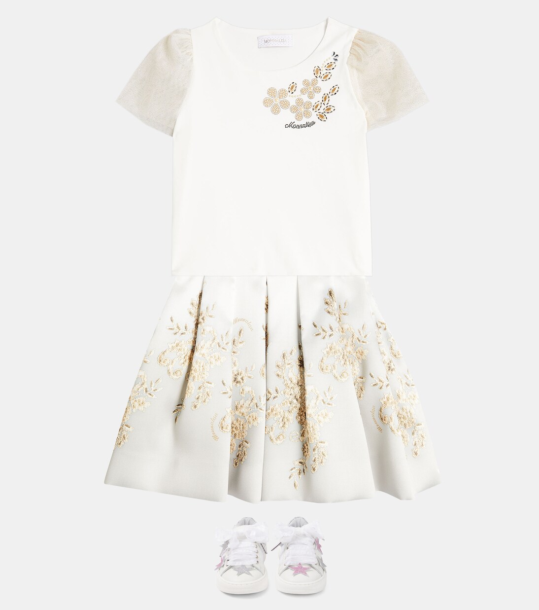 Appliqué leather sneakers  | Monnalisa