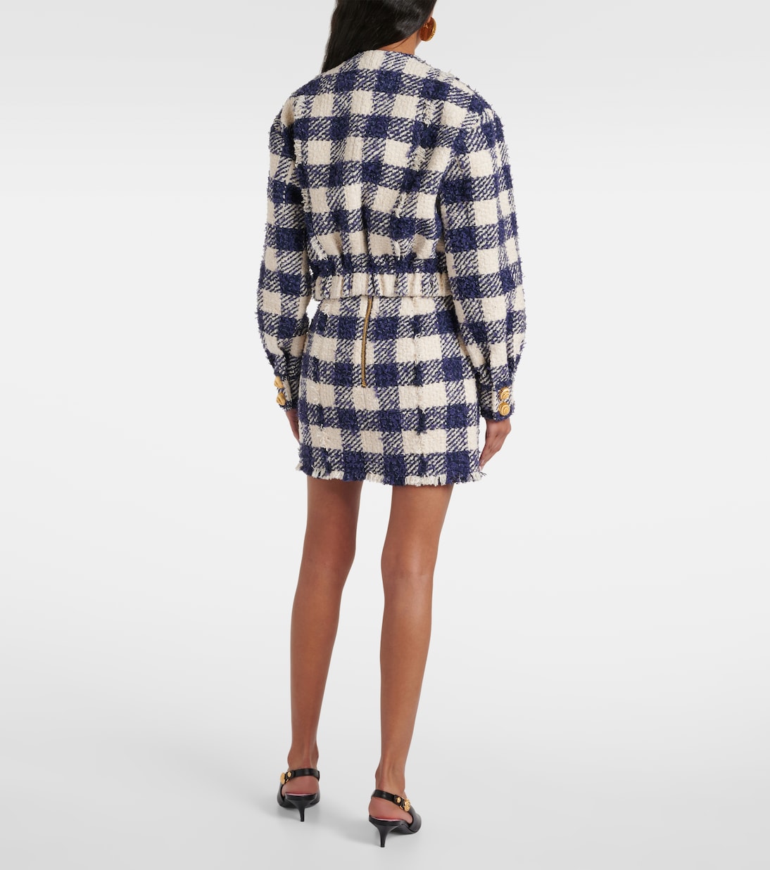 Chaqueta de tweed a cuadros | Balmain