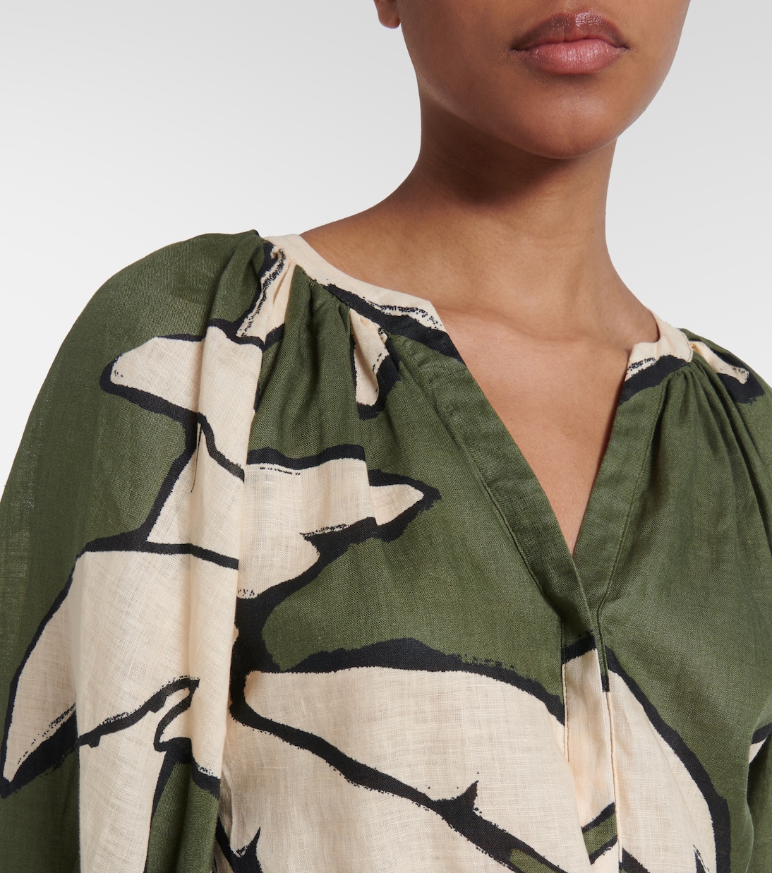 Robe longue imprimée en lin | Johanna Ortiz