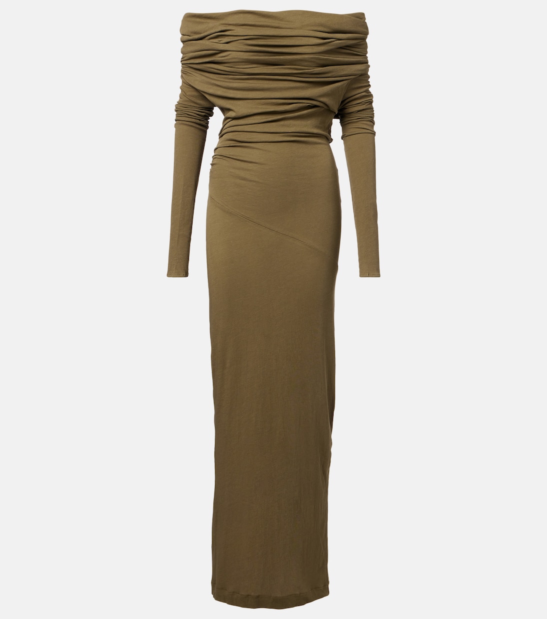 Bound draped cotton-blend maxi dress | Entire Studios