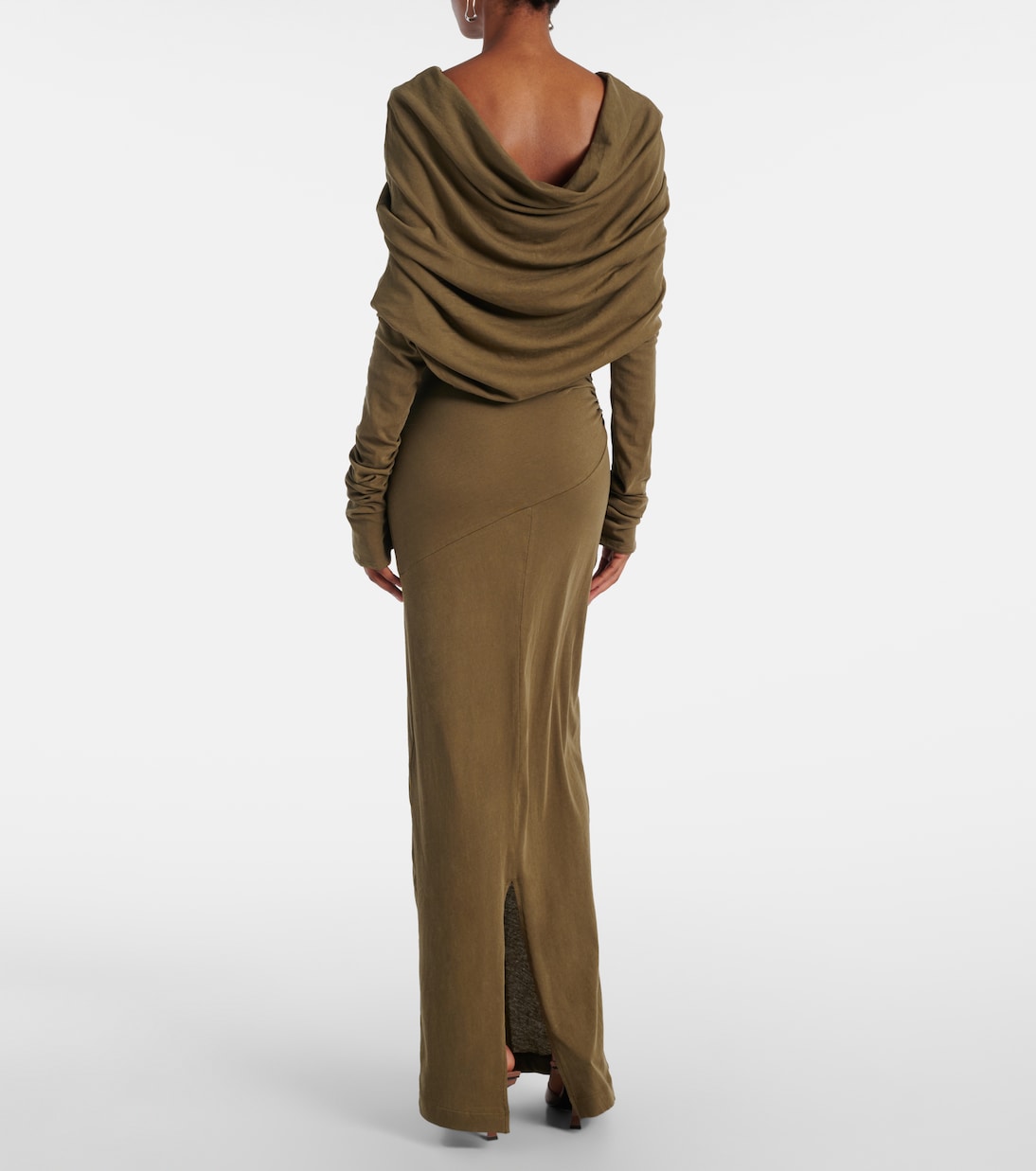 Bound draped cotton-blend maxi dress | Entire Studios