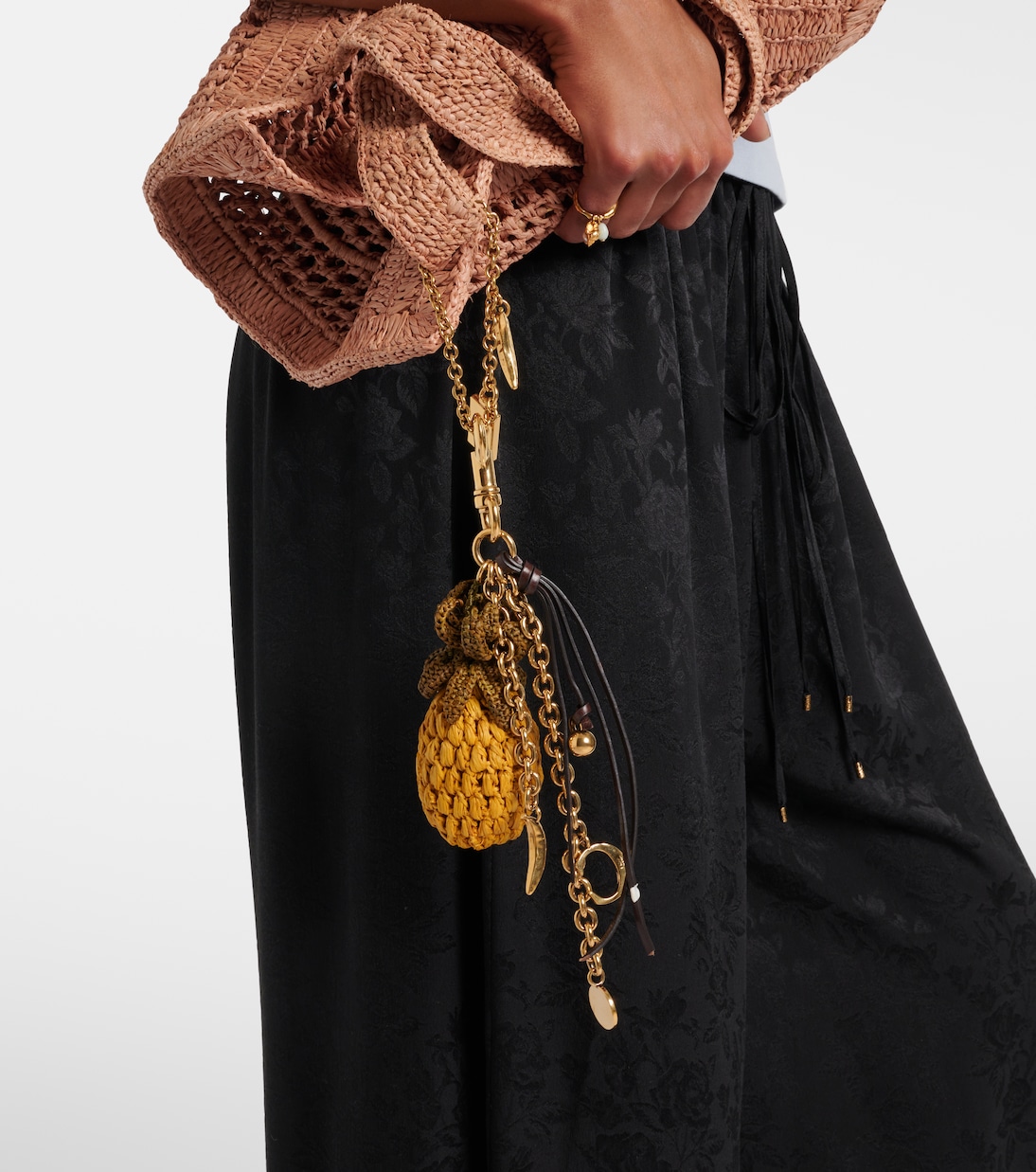 Raffia-trimmed bag charm | Chloé