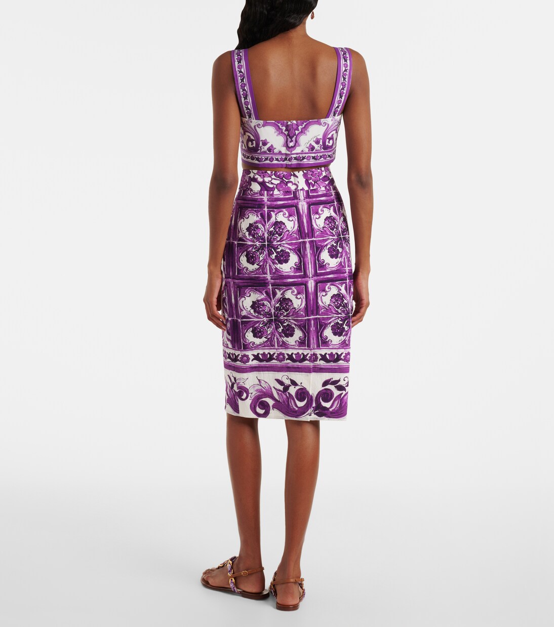 Majolica silk-blend pencil skirt | Dolce&Gabbana