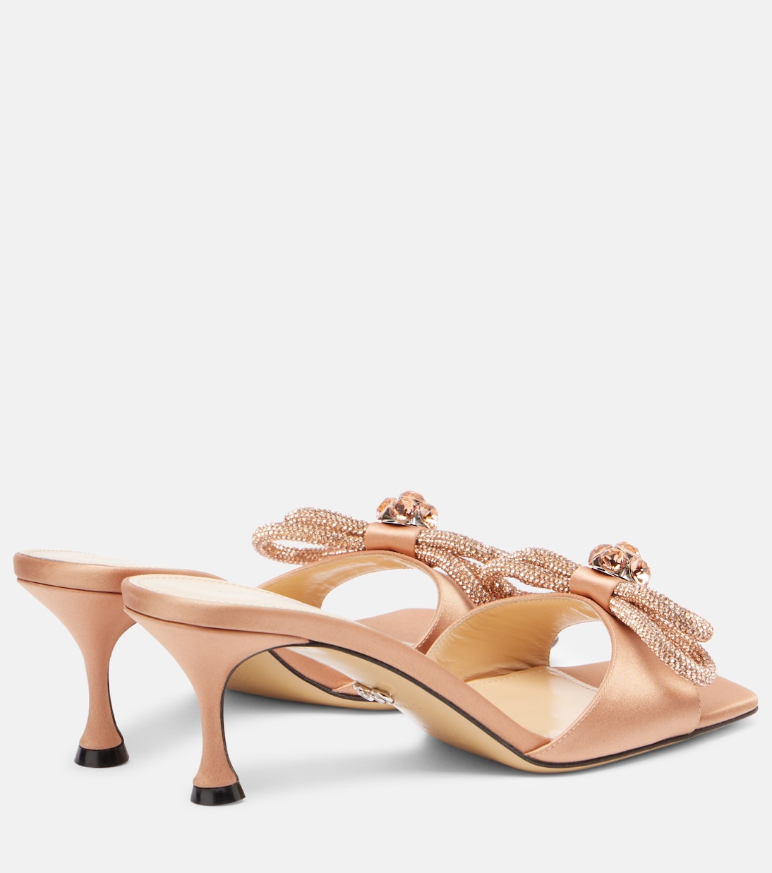 Double Bow embellished satin 65 mules | Mach & Mach