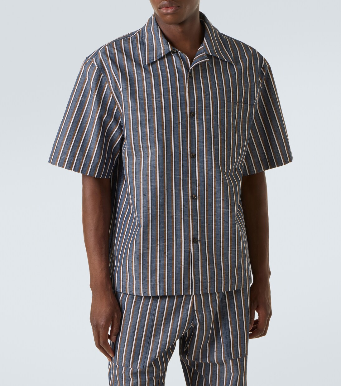 Striped cotton-blend wide-leg pants | Bottega Veneta