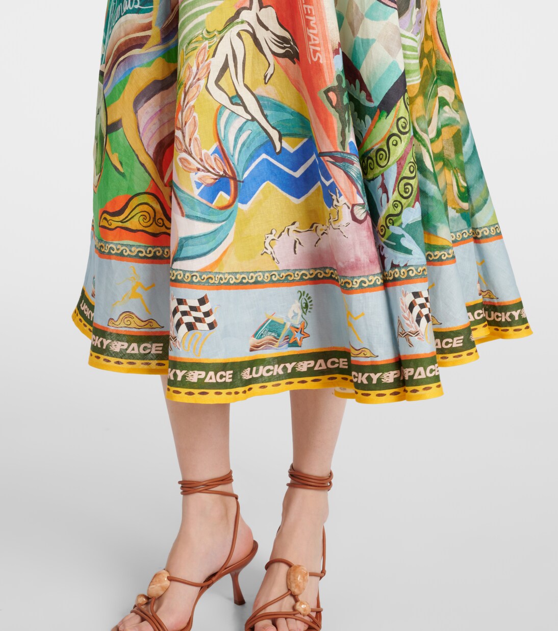 Robe midi Lucky Pace imprimée en lin | Alémais