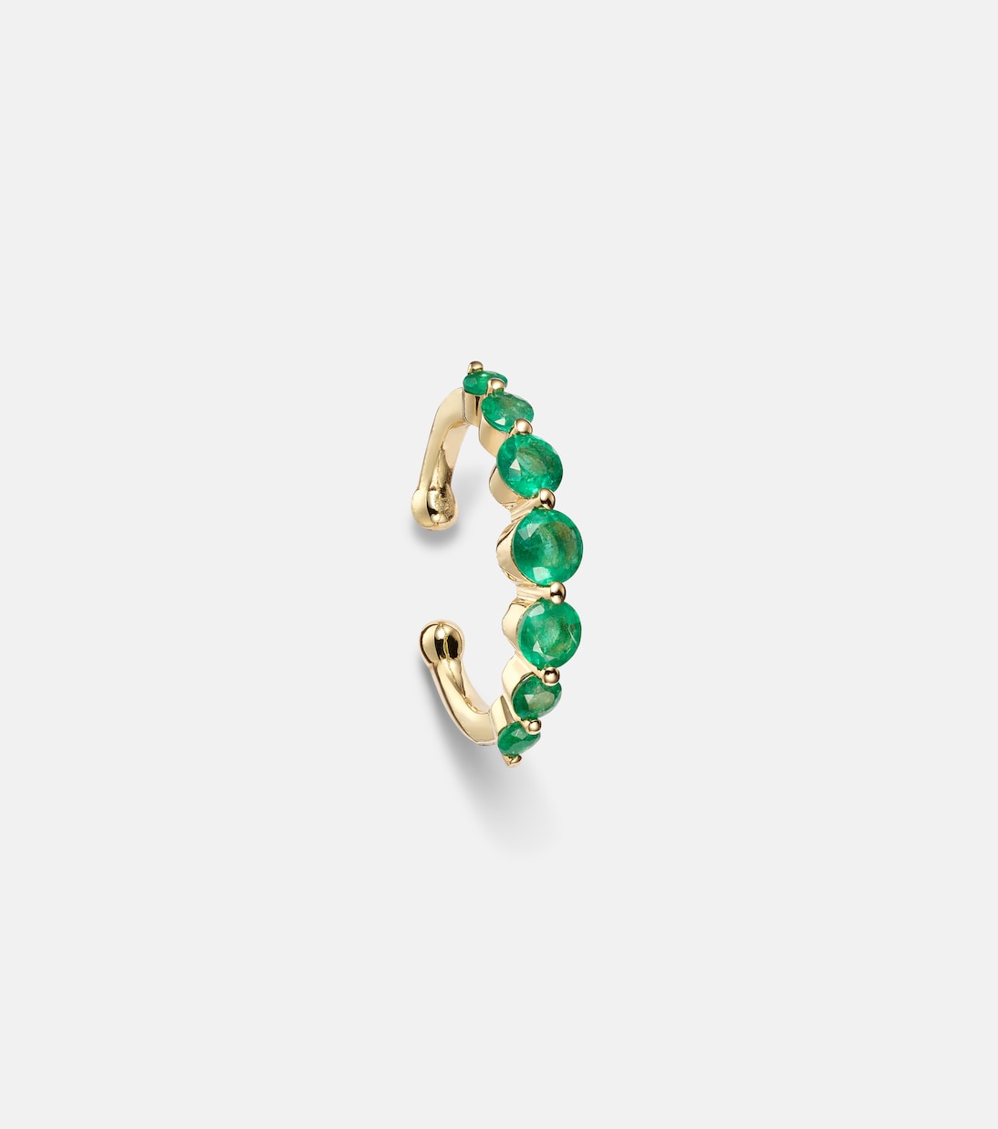 Gradual Round 18kt gold ear cuff with emeralds | Shay Jewelry