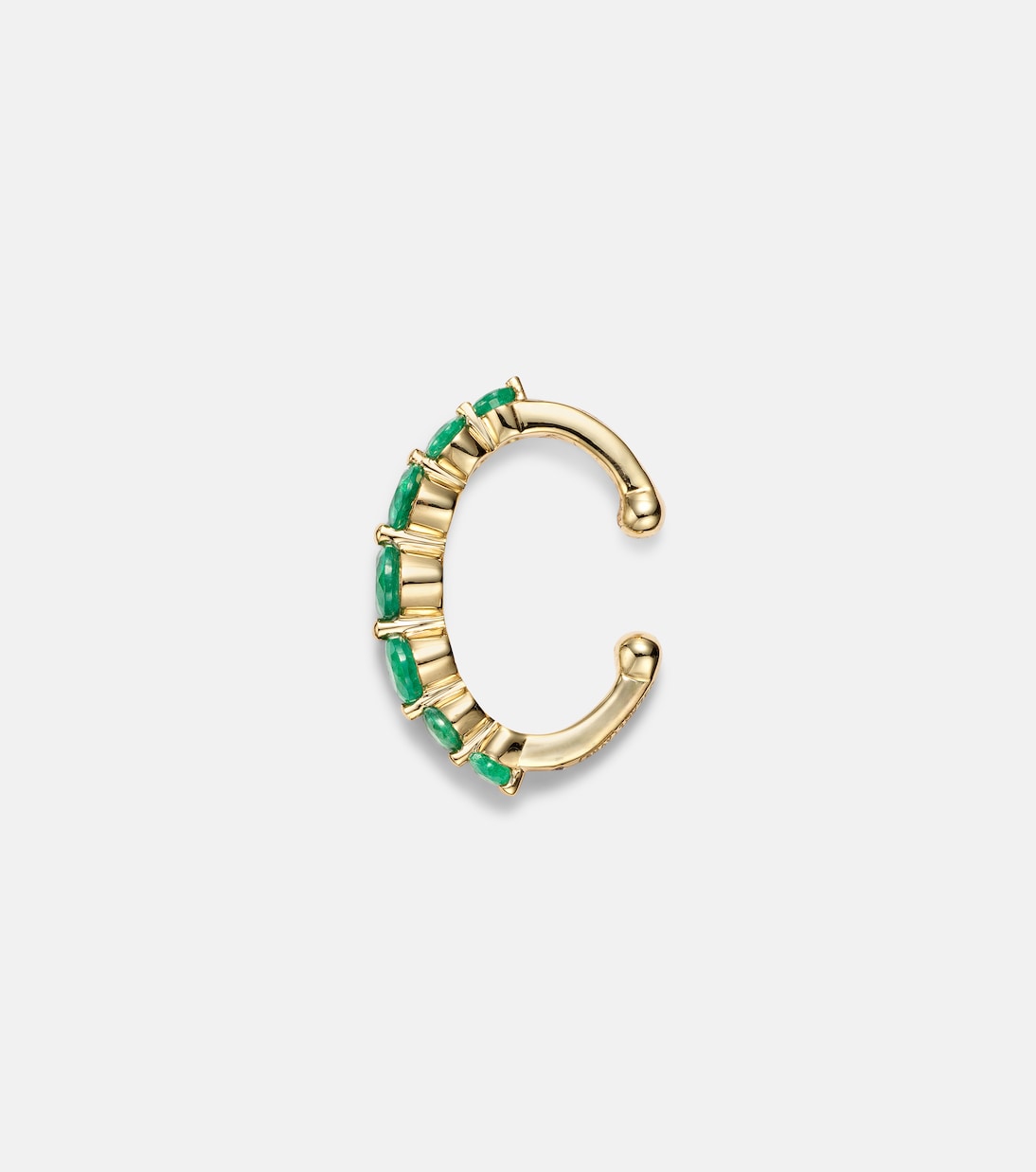 Gradual Round 18kt gold ear cuff with emeralds | Shay Jewelry
