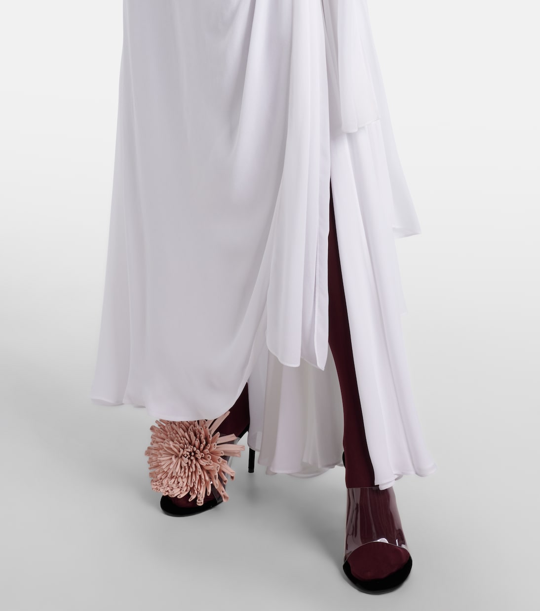 Asymmetric bow-detail georgette maxi dress | Alaïa