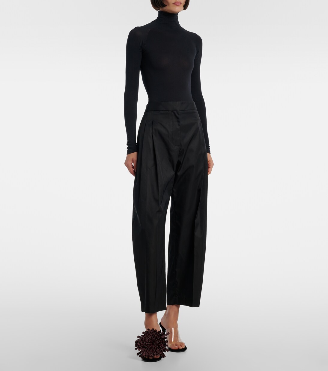 Floral-appliqué asymmetric mules | Alaïa