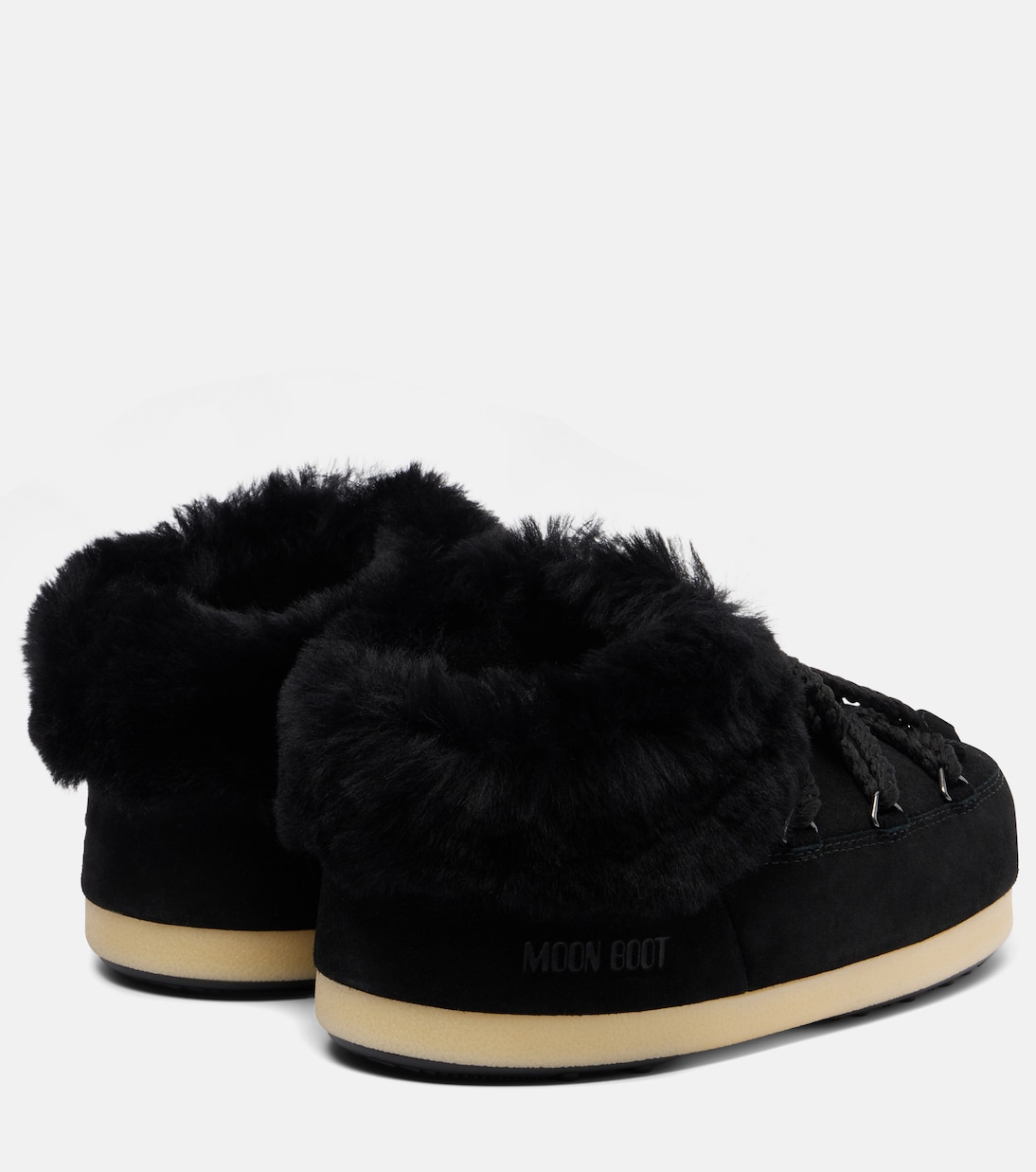 EVX shearling-trimmed suede mules  | Moon Boot