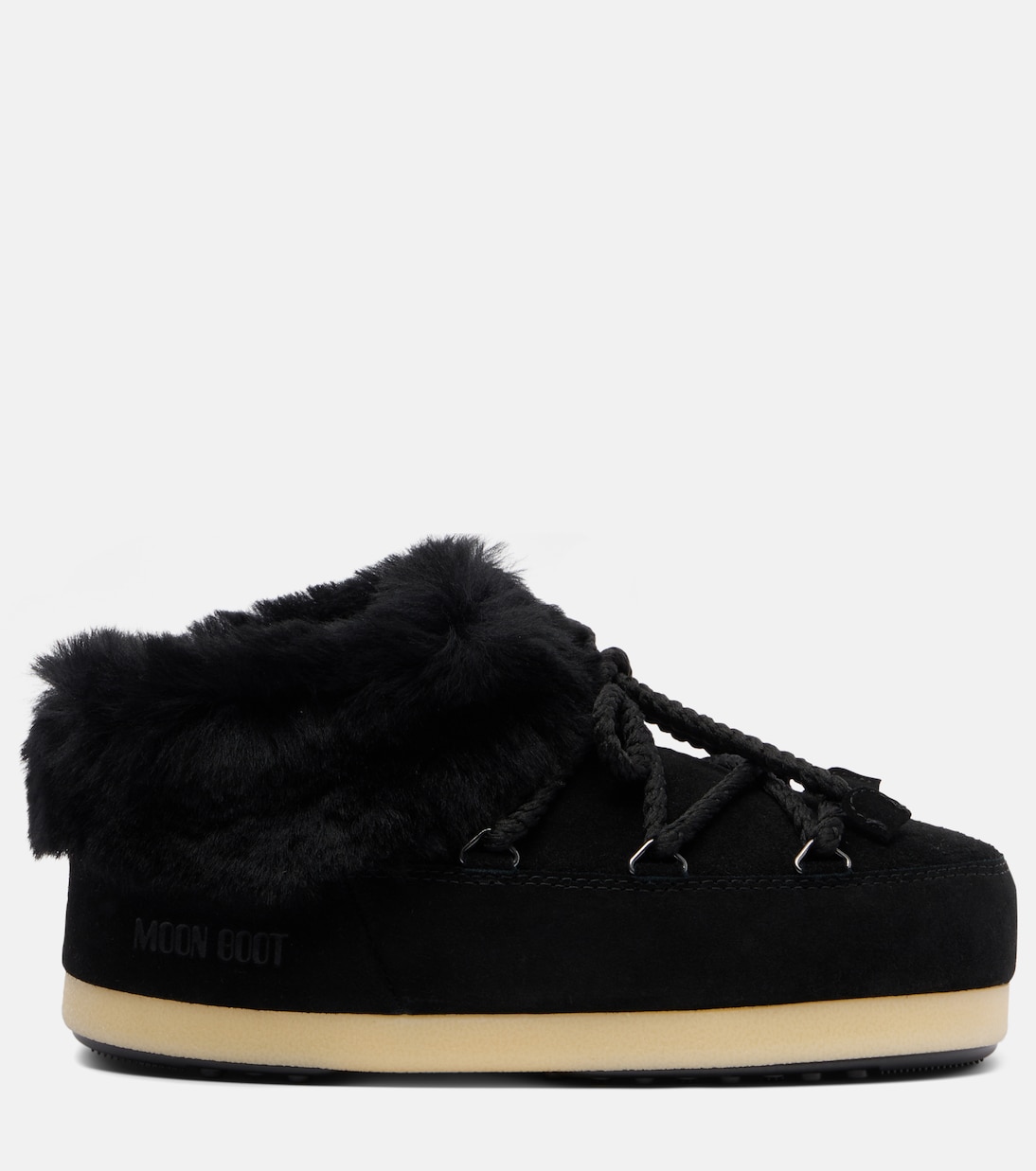EVX shearling-trimmed suede mules  | Moon Boot