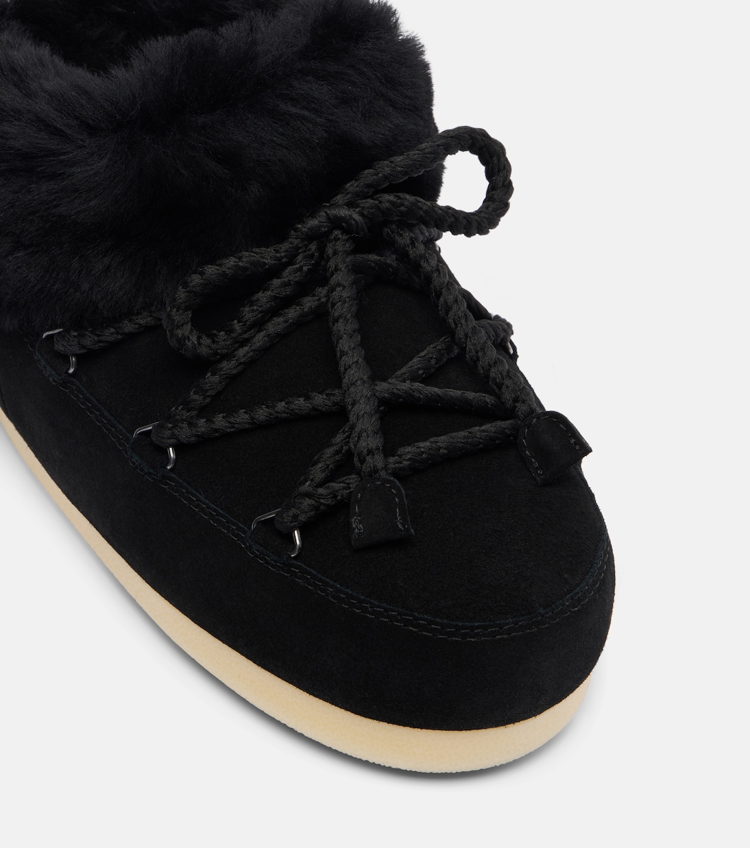 EVX shearling-trimmed suede mules  | Moon Boot