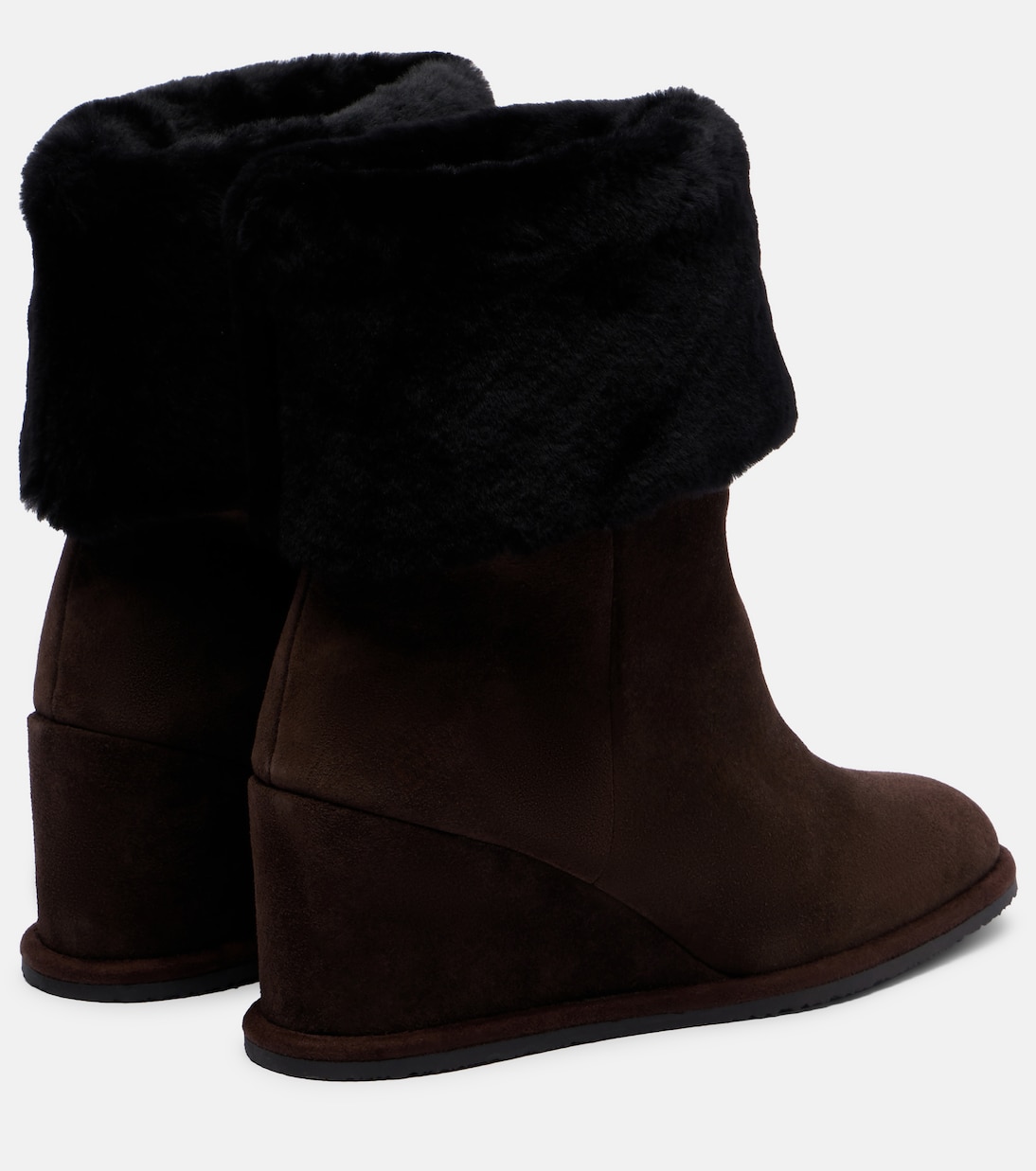 Shearling-lined suede wedge ankle boots | Yves Salomon