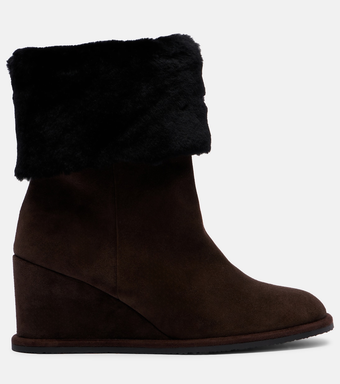 Shearling-lined suede wedge ankle boots | Yves Salomon