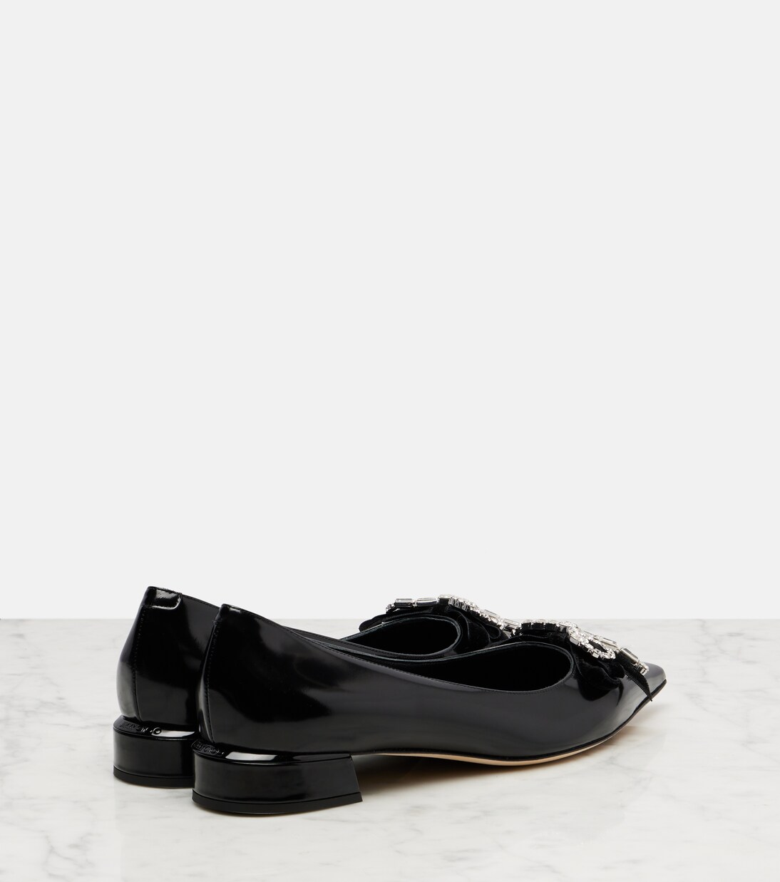 Auria bow-detail leather ballet flats | Jimmy Choo