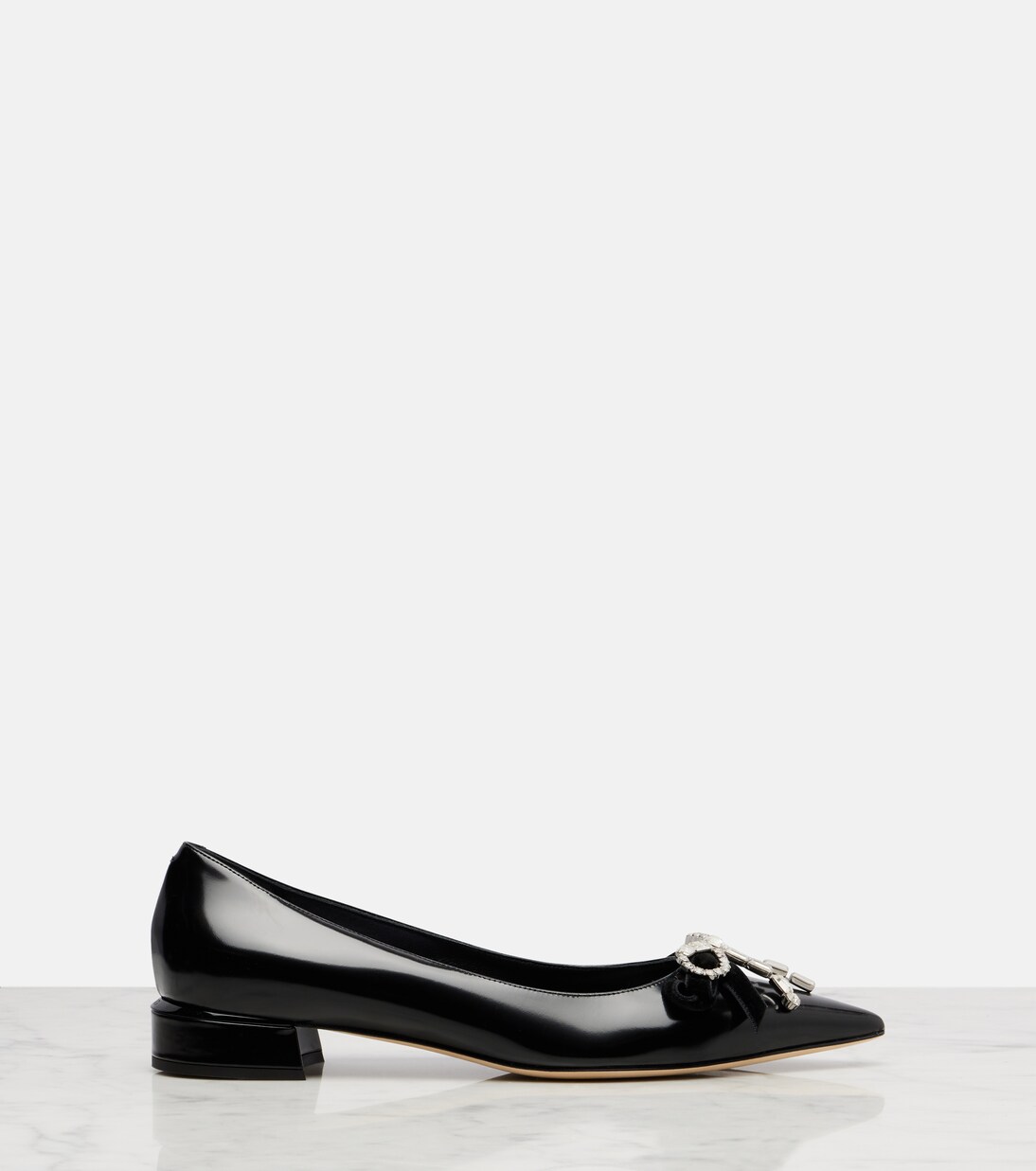 Auria bow-detail leather ballet flats | Jimmy Choo