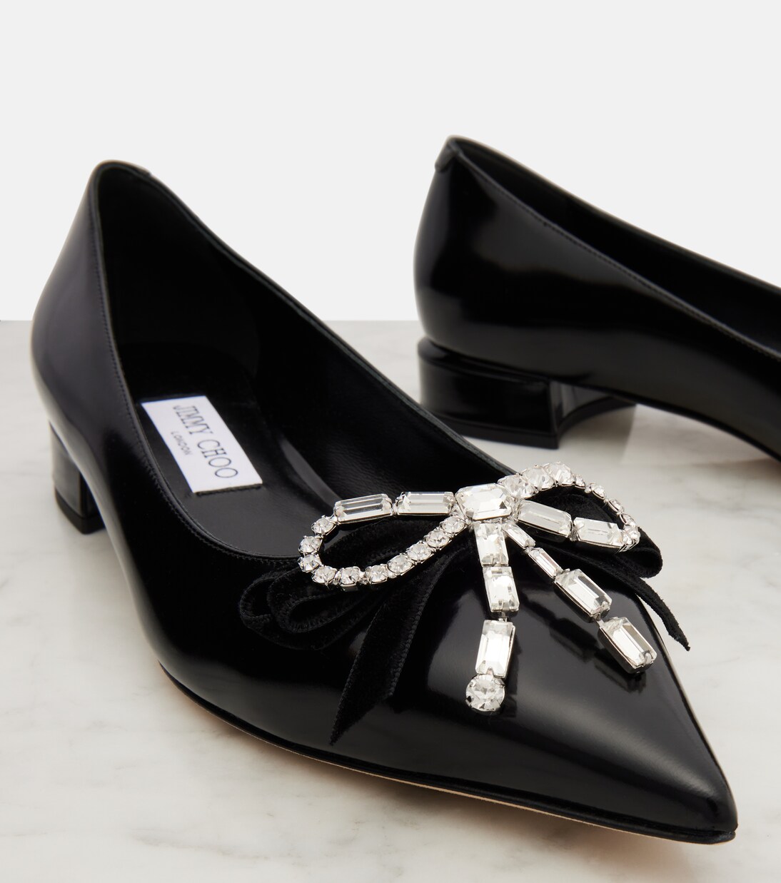 Auria bow-detail leather ballet flats | Jimmy Choo