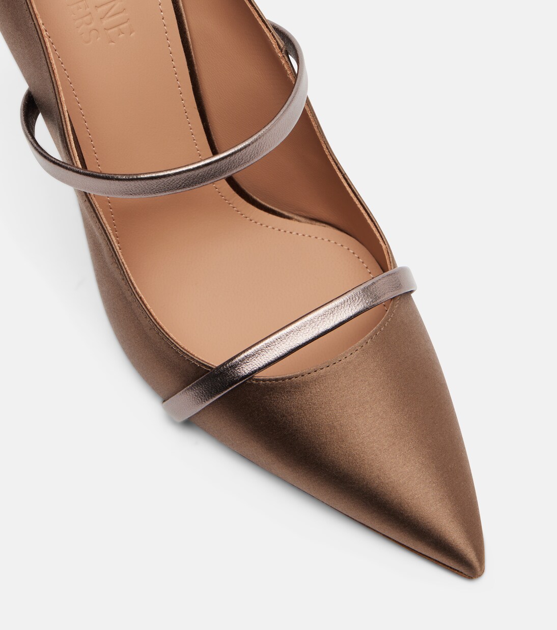 Diaz 100 leather-trimmed satin pumps | Malone Souliers