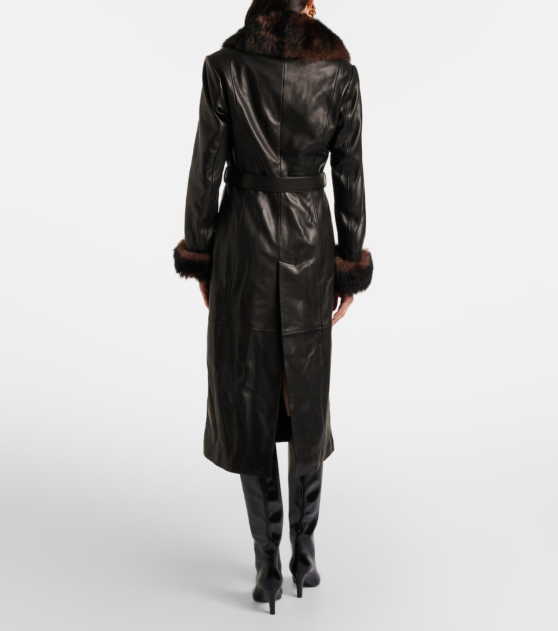 Baez shearling-trimmed leather coat | Nour Hammour