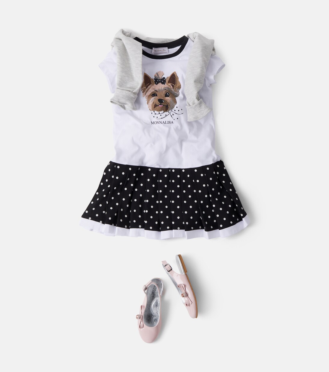 Embellished printed cotton-blend dress | Monnalisa