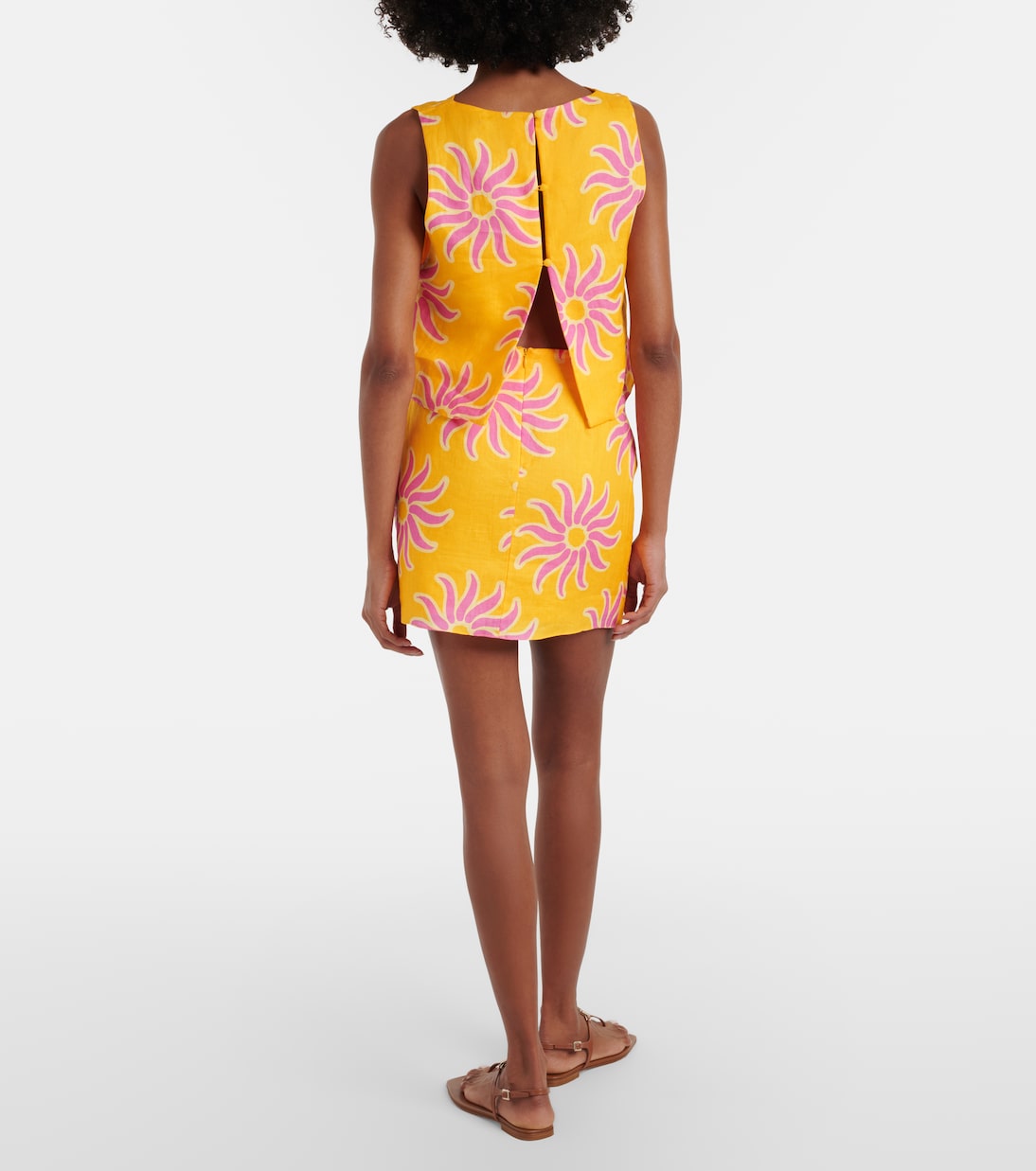 Chemena printed linen miniskirt | Cala de la Cruz