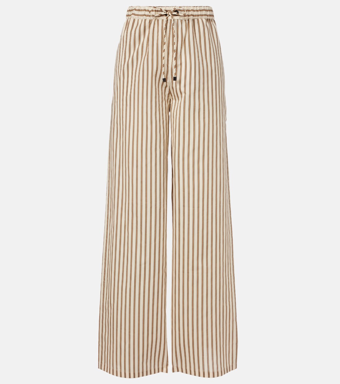 Pantalon ample rayé en coton et soie | Max Mara