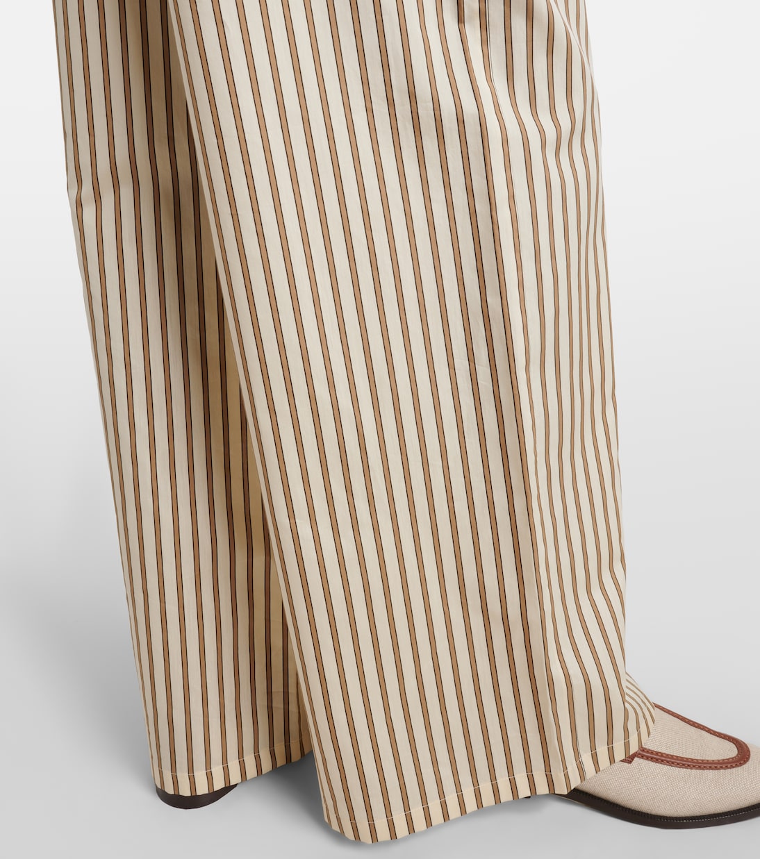 Pantalon ample rayé en coton et soie | Max Mara