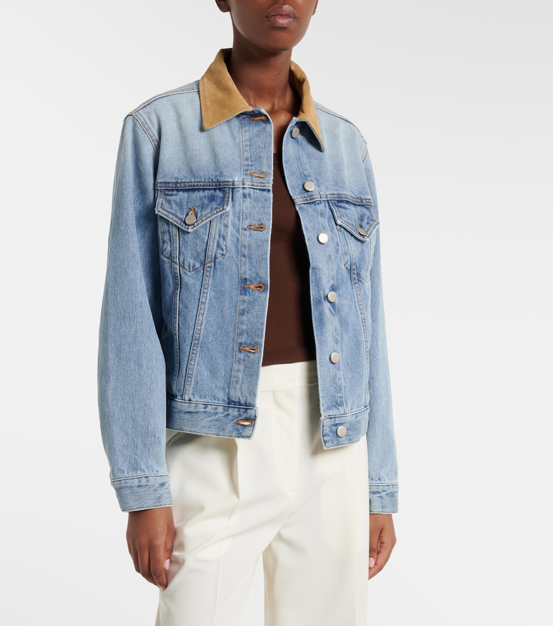 Suede-trimmed denim jacket | Róhe